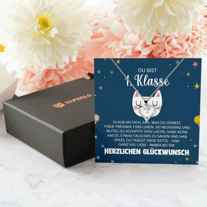 22Feels® Mädchen Einschulung Geschenk zum Schulanfang 1. Klasse - Silber 925/000 Herz Halskette Kinder-Schmuck - Glückwunsch Erstklässlerin Idee Patenkind Tochter Enkelin Nichte-Schmuck mit Botschaftskarte - Herz21-22Feels