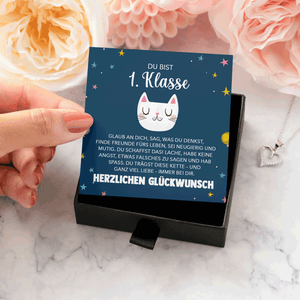 22Feels® Mädchen Einschulung Geschenk zum Schulanfang 1. Klasse - Silber 925/000 Herz Halskette Kinder-Schmuck - Glückwunsch Erstklässlerin Idee Patenkind Tochter Enkelin Nichte-Schmuck mit Botschaftskarte - Herz21-22Feels