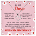 22Feels® Mädchen Einschulung Geschenk zum Schulanfang 1. Klasse - Silber 925/000 Herz Halskette Kinder-Schmuck - Glückwunsch Erstklässlerin Idee Patenkind Tochter Enkelin Nichte-Schmuck mit Botschaftskarte - Herz21-22Feels
