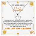 22Feels® Mädchen Einschulung Geschenk zum Schulanfang 1. Klasse - Silber 925/000 Herz Halskette Kinder-Schmuck - Glückwunsch Erstklässlerin Idee Patenkind Tochter Enkelin Nichte-Schmuck mit Botschaftskarte - Herz21-22Feels