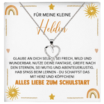 22Feels® Mädchen Einschulung Geschenk zum Schulanfang 1. Klasse - Silber 925/000 Herz Halskette Kinder-Schmuck - Glückwunsch Erstklässlerin Idee Patenkind Tochter Enkelin Nichte-Schmuck mit Botschaftskarte - Herz21-22Feels