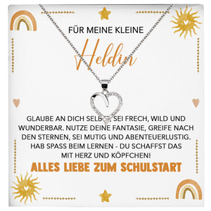 22Feels® Mädchen Einschulung Geschenk zum Schulanfang 1. Klasse - Silber 925/000 Herz Halskette Kinder-Schmuck - Glückwunsch Erstklässlerin Idee Patenkind Tochter Enkelin Nichte-Schmuck mit Botschaftskarte - Herz21-22Feels
