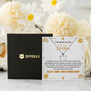 22Feels® Mädchen Einschulung Geschenk zum Schulanfang 1. Klasse - Silber 925/000 Herz Halskette Kinder-Schmuck - Glückwunsch Erstklässlerin Idee Patenkind Tochter Enkelin Nichte-Schmuck mit Botschaftskarte - Herz21-22Feels