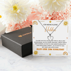 22Feels® Mädchen Einschulung Geschenk zum Schulanfang 1. Klasse - Silber 925/000 Herz Halskette Kinder-Schmuck - Glückwunsch Erstklässlerin Idee Patenkind Tochter Enkelin Nichte-Schmuck mit Botschaftskarte - Herz21-22Feels