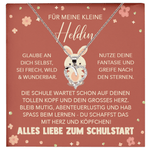 22Feels® Mädchen Einschulung Geschenk zum Schulanfang 1. Klasse - Silber 925/000 Herz Halskette Kinder-Schmuck - Glückwunsch Erstklässlerin Idee Patenkind Tochter Enkelin Nichte-Schmuck mit Botschaftskarte - Herz21-22Feels