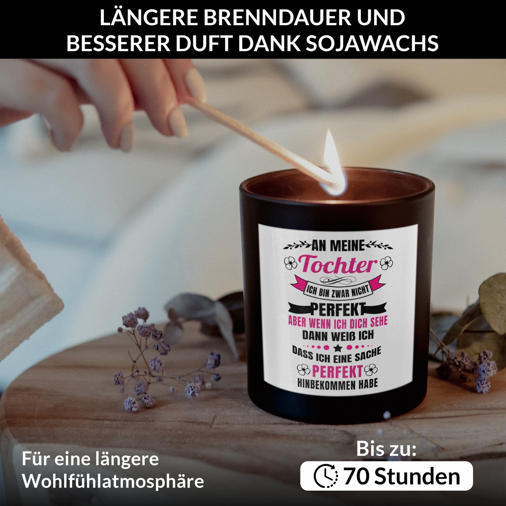 22Feels® Tochter Geschenk HANDGEMACHTE Sojawachs Duft-Kerze im Glas (ZITRUS, VEGAN)-Spruchkerzen B1K1-22Feels