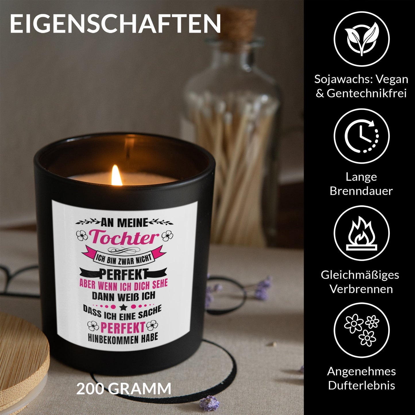 22Feels® Tochter Geschenk HANDGEMACHTE Sojawachs Duft-Kerze im Glas (ZITRUS, VEGAN)-Spruchkerzen B1K1-22Feels