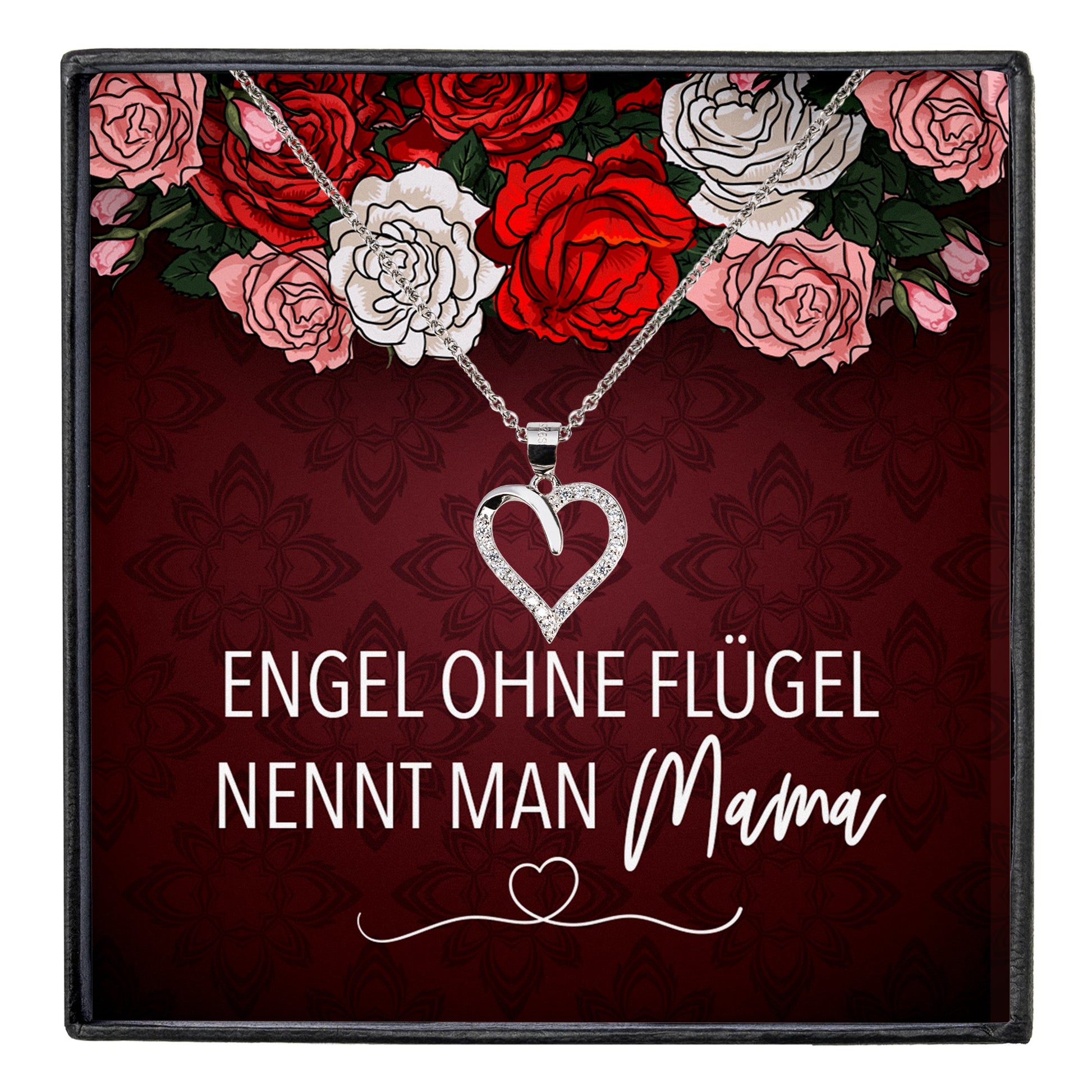 22Feels® Mama Geschenk Muttertag Geburtstag Frauen Schmuck mit Karte Herz Halskette Echt Silber Weihnachten Idee von Tochter oder Sohn-Schmuck mit Botschaftskarte - Herz21-22Feels