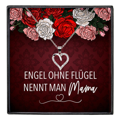 22Feels® Mama Geschenk Muttertag Geburtstag Frauen Schmuck mit Karte Herz Halskette Echt Silber Weihnachten Idee von Tochter oder Sohn-Schmuck mit Botschaftskarte - Herz21-22Feels