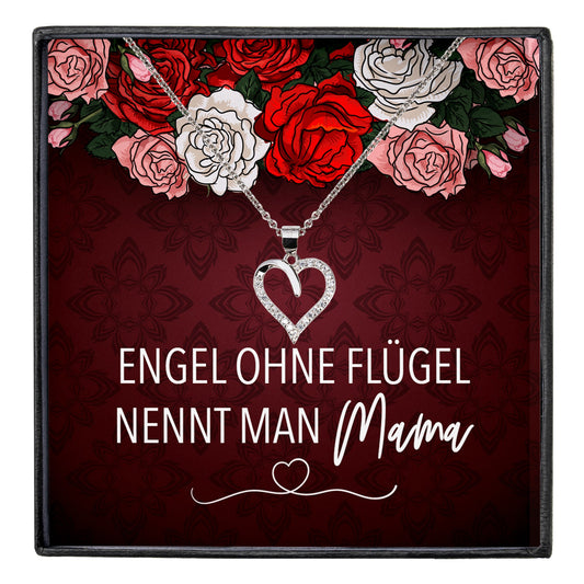 22Feels® Mama Geschenk Muttertag Geburtstag Frauen Schmuck mit Karte Herz Halskette Echt Silber Weihnachten Idee von Tochter oder Sohn-Schmuck mit Botschaftskarte - Herz21-22Feels