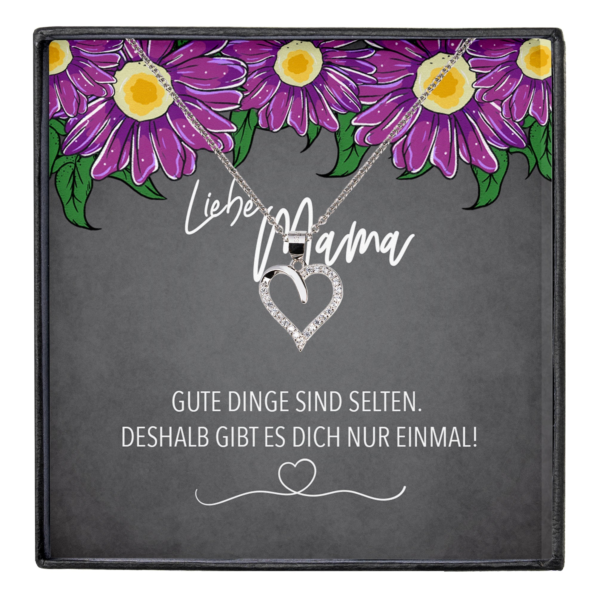 22Feels® Mama Geschenk Muttertag Geburtstag Frauen Schmuck mit Karte Herz Halskette Echt Silber Weihnachten Idee von Tochter oder Sohn-Schmuck mit Botschaftskarte - Herz21-22Feels
