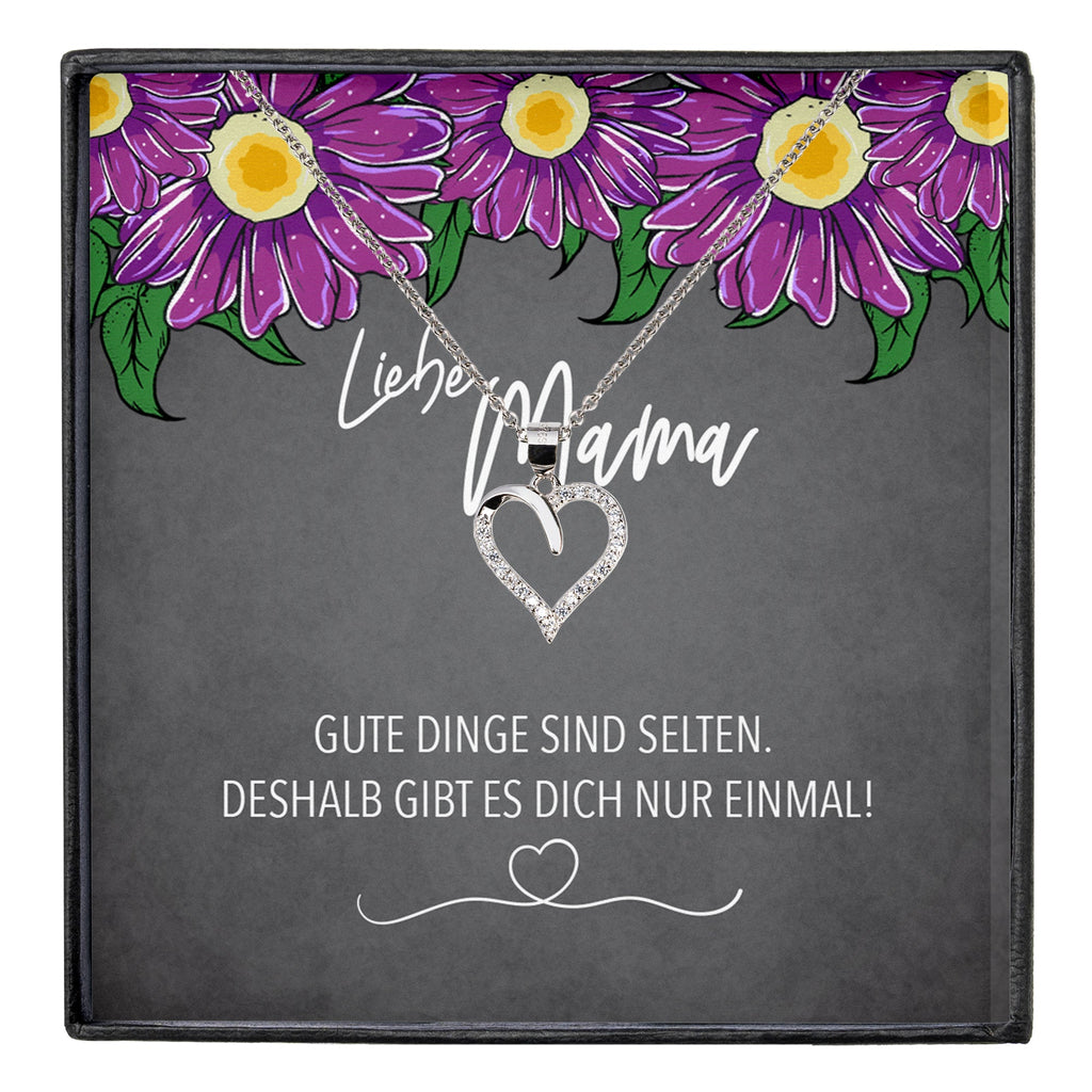 22Feels® Mama Geschenk Muttertag Geburtstag Frauen Schmuck mit Karte Herz Halskette Echt Silber Weihnachten Idee von Tochter oder Sohn-Schmuck mit Botschaftskarte - Herz21-22Feels