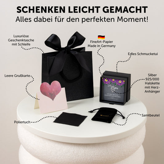 22Feels® Mama Geschenk Muttertag Geburtstag Frauen Schmuck mit Karte Herz Halskette Echt Silber Weihnachten Idee von Tochter oder Sohn-Schmuck mit Botschaftskarte - Herz21-22Feels