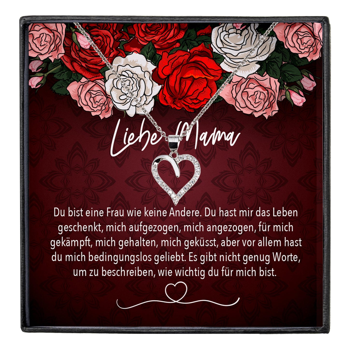 22Feels® Mama Geschenk Muttertag Geburtstag Frauen Schmuck mit Karte Herz Halskette Echt Silber Weihnachten Idee von Tochter oder Sohn-Schmuck mit Botschaftskarte - Herz21-22Feels
