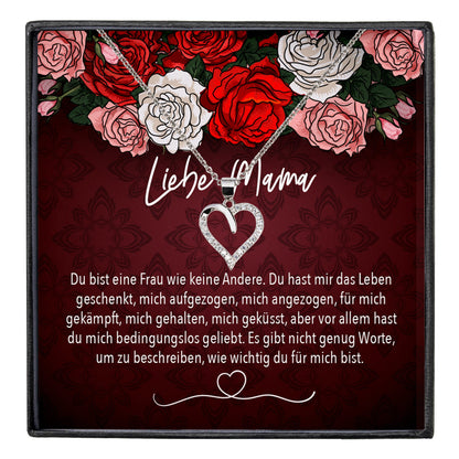 22Feels® Mama Geschenk Muttertag Geburtstag Frauen Schmuck mit Karte Herz Halskette Echt Silber Weihnachten Idee von Tochter oder Sohn-Schmuck mit Botschaftskarte - Herz21-22Feels