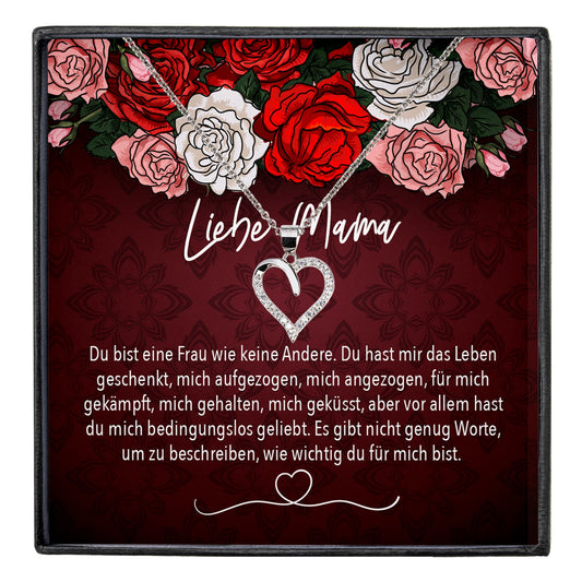 22Feels® Mama Geschenk Muttertag Geburtstag Frauen Schmuck mit Karte Herz Halskette Echt Silber Weihnachten Idee von Tochter oder Sohn-Schmuck mit Botschaftskarte - Herz21-22Feels