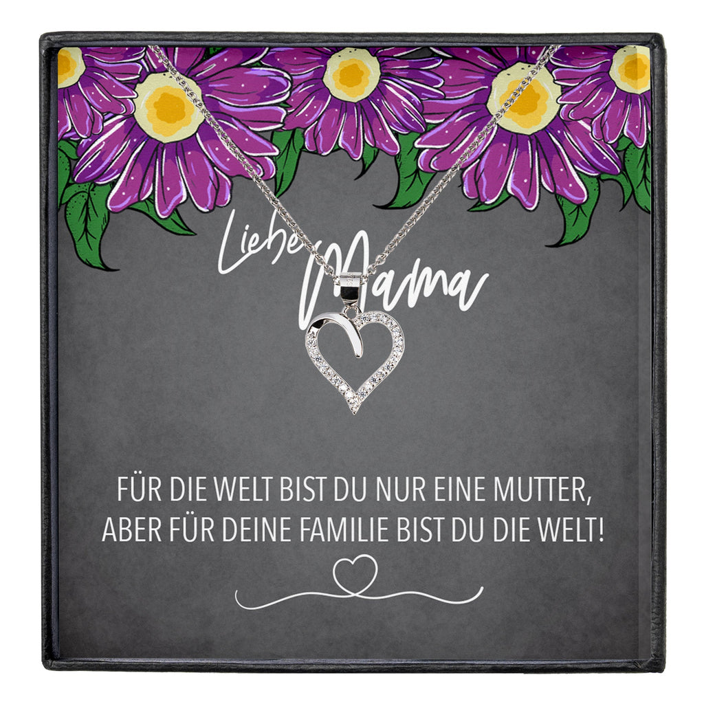 22Feels® Mama Geschenk Muttertag Geburtstag Frauen Schmuck mit Karte Herz Halskette Echt Silber Weihnachten Idee von Tochter oder Sohn-Schmuck mit Botschaftskarte - Herz21-22Feels