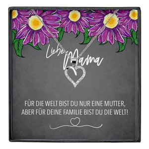 22Feels® Mama Geschenk Muttertag Geburtstag Frauen Schmuck mit Karte Herz Halskette Echt Silber Weihnachten Idee von Tochter oder Sohn-Schmuck mit Botschaftskarte - Herz21-22Feels