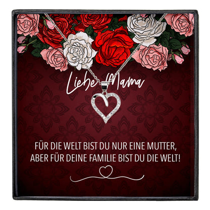 22Feels® Mama Geschenk Muttertag Geburtstag Frauen Schmuck mit Karte Herz Halskette Echt Silber Weihnachten Idee von Tochter oder Sohn-Schmuck mit Botschaftskarte - Herz21-22Feels