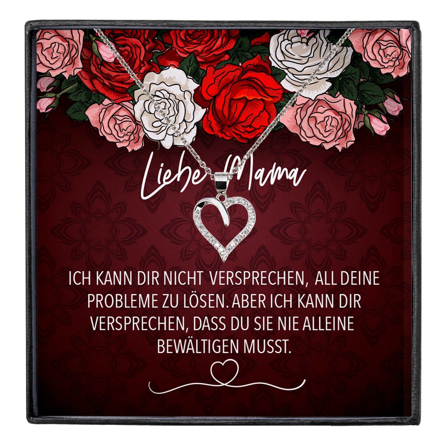 22Feels® Mama Geschenk Muttertag Geburtstag Frauen Schmuck mit Karte Herz Halskette Echt Silber Weihnachten Idee von Tochter oder Sohn-Schmuck mit Botschaftskarte - Herz21-22Feels