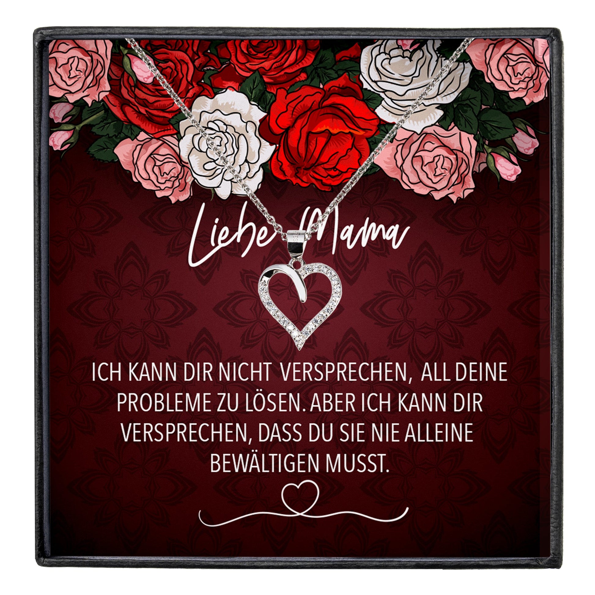 22Feels® Mama Geschenk Muttertag Geburtstag Frauen Schmuck mit Karte Herz Halskette Echt Silber Weihnachten Idee von Tochter oder Sohn-Schmuck mit Botschaftskarte - Herz21-22Feels