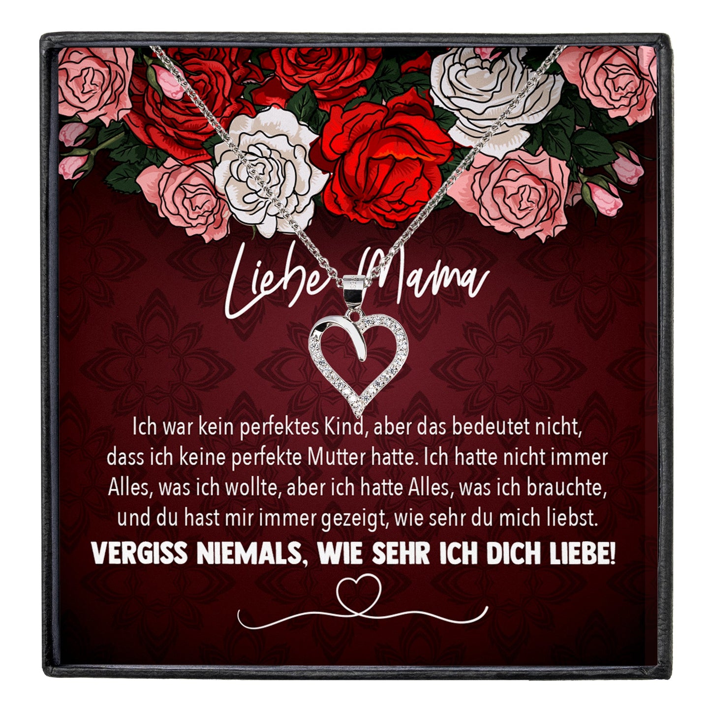 22Feels® Mama Geschenk Muttertag Geburtstag Frauen Schmuck mit Karte Herz Halskette Echt Silber Weihnachten Idee von Tochter oder Sohn-Schmuck mit Botschaftskarte - Herz21-22Feels