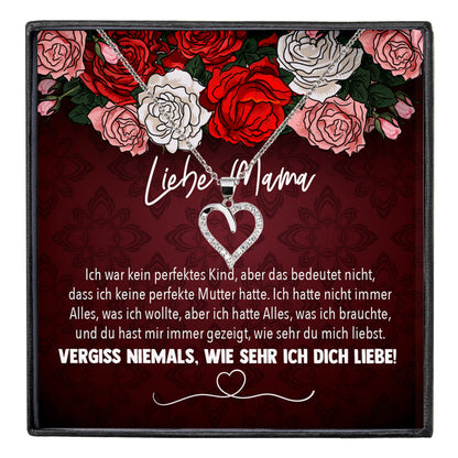 22Feels® Mama Geschenk Muttertag Geburtstag Frauen Schmuck mit Karte Herz Halskette Echt Silber Weihnachten Idee von Tochter oder Sohn-Schmuck mit Botschaftskarte - Herz21-22Feels