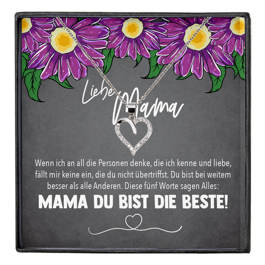 22Feels® Mama Geschenk Muttertag Geburtstag Frauen Schmuck mit Karte Herz Halskette Echt Silber Weihnachten Idee von Tochter oder Sohn-Schmuck mit Botschaftskarte - Herz21-22Feels
