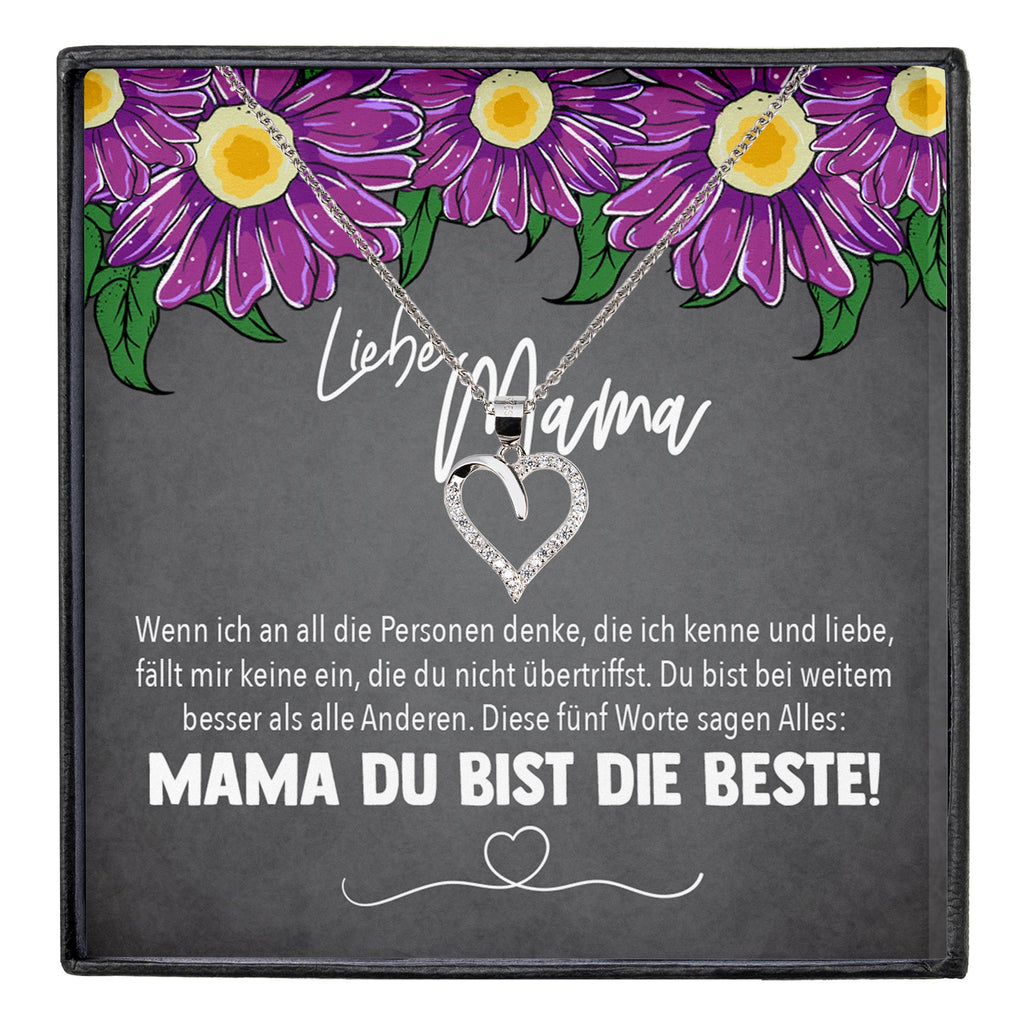22Feels® Mama Geschenk Muttertag Geburtstag Frauen Schmuck mit Karte Herz Halskette Echt Silber Weihnachten Idee von Tochter oder Sohn-Schmuck mit Botschaftskarte - Herz21-22Feels