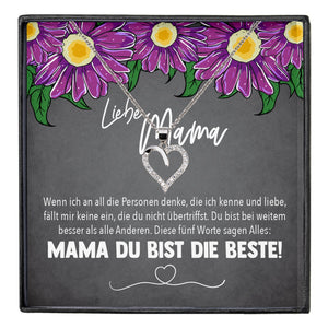 22Feels® Mama Geschenk Muttertag Geburtstag Frauen Schmuck mit Karte Herz Halskette Echt Silber Weihnachten Idee von Tochter oder Sohn-Schmuck mit Botschaftskarte - Herz21-22Feels