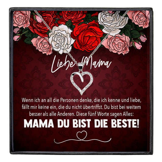 22Feels® Mama Geschenk Muttertag Geburtstag Frauen Schmuck mit Karte Herz Halskette Echt Silber Weihnachten Idee von Tochter oder Sohn-Schmuck mit Botschaftskarte - Herz21-22Feels
