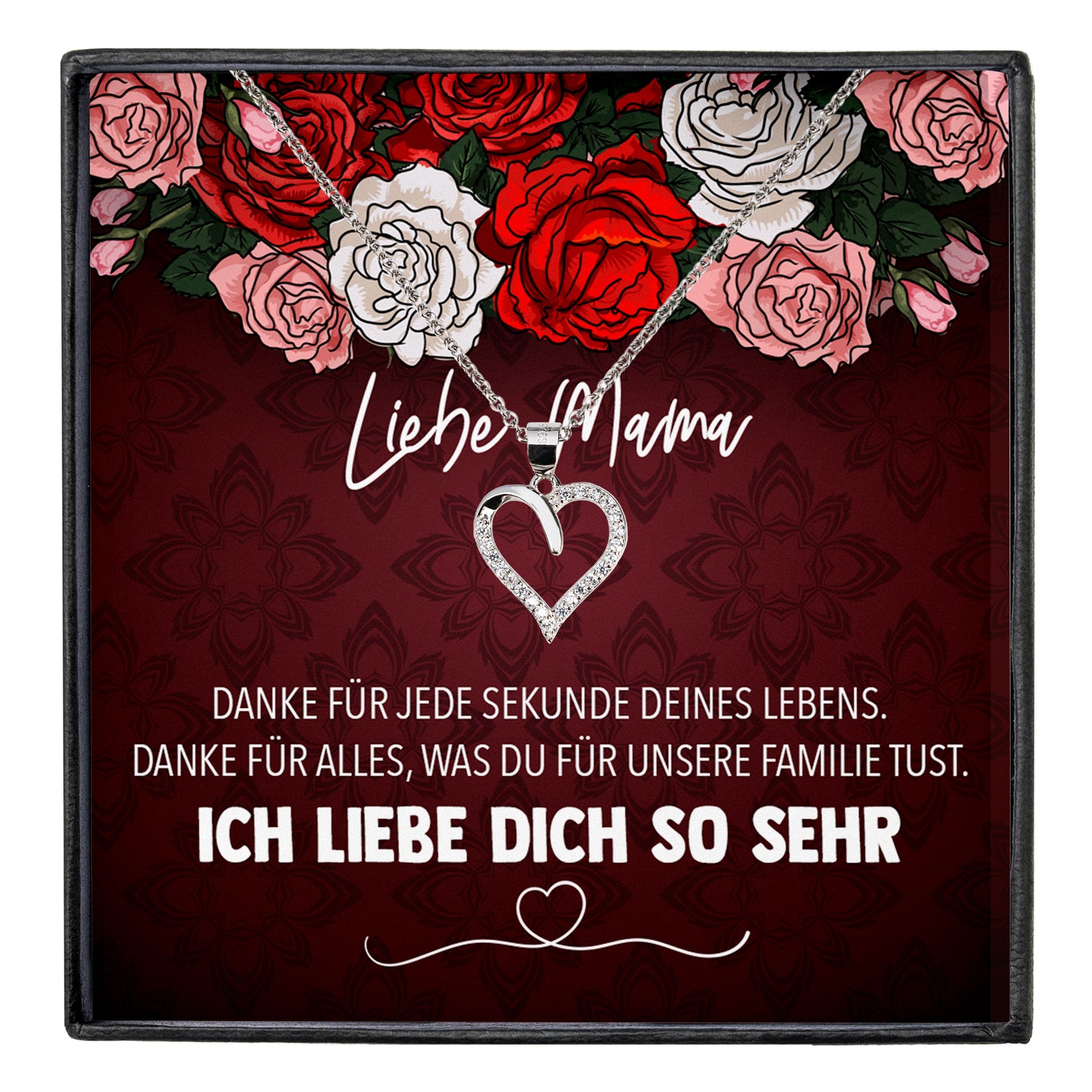 22Feels® Mama Geschenk Muttertag Geburtstag Frauen Schmuck mit Karte Herz Halskette Echt Silber Weihnachten Idee von Tochter oder Sohn-Schmuck mit Botschaftskarte - Herz21-22Feels
