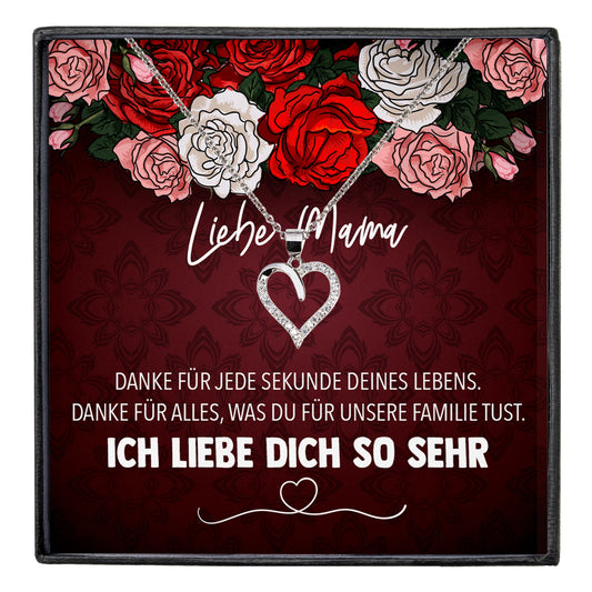 22Feels® Mama Geschenk Muttertag Geburtstag Frauen Schmuck mit Karte Herz Halskette Echt Silber Weihnachten Idee von Tochter oder Sohn-Schmuck mit Botschaftskarte - Herz21-22Feels