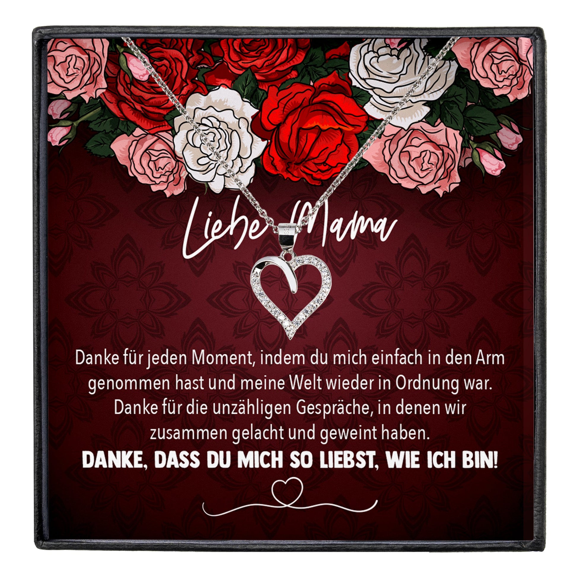 22Feels® Mama Geschenk Muttertag Geburtstag Frauen Schmuck mit Karte Herz Halskette Echt Silber Weihnachten Idee von Tochter oder Sohn-Schmuck mit Botschaftskarte - Herz21-22Feels