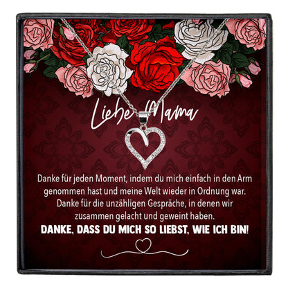 22Feels® Mama Geschenk Muttertag Geburtstag Frauen Schmuck mit Karte Herz Halskette Echt Silber Weihnachten Idee von Tochter oder Sohn-Schmuck mit Botschaftskarte - Herz21-22Feels