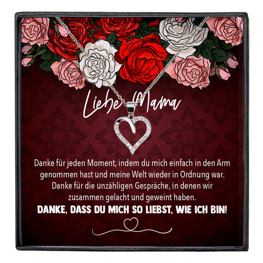 22Feels® Mama Geschenk Muttertag Geburtstag Frauen Schmuck mit Karte Herz Halskette Echt Silber Weihnachten Idee von Tochter oder Sohn-Schmuck mit Botschaftskarte - Herz21-22Feels