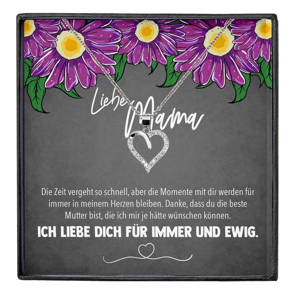 22Feels® Mama Geschenk Muttertag Geburtstag Frauen Schmuck mit Karte Herz Halskette Echt Silber Weihnachten Idee von Tochter oder Sohn-Schmuck mit Botschaftskarte - Herz21-22Feels