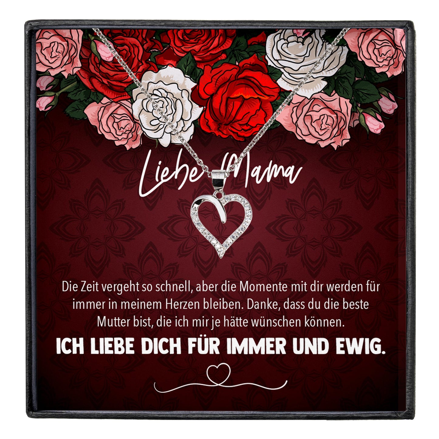 22Feels® Mama Geschenk Muttertag Geburtstag Frauen Schmuck mit Karte Herz Halskette Echt Silber Weihnachten Idee von Tochter oder Sohn-Schmuck mit Botschaftskarte - Herz21-22Feels