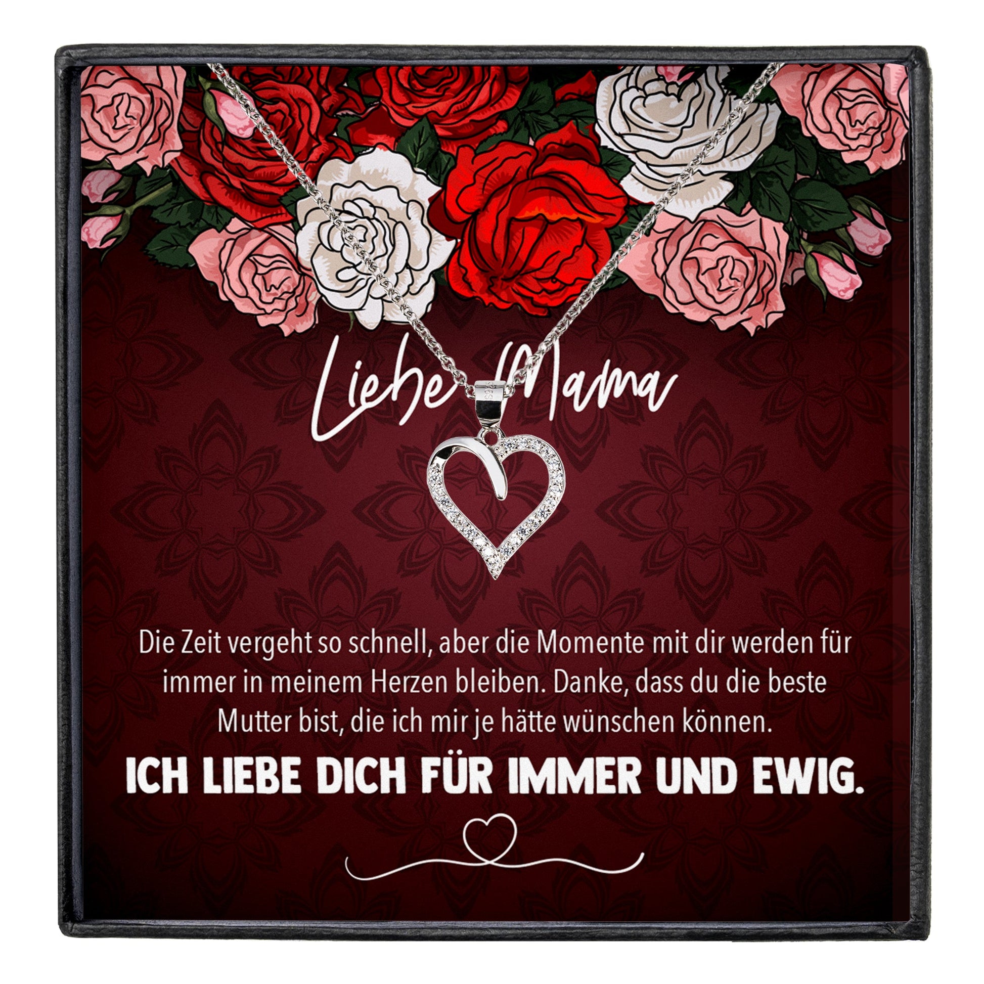 22Feels® Mama Geschenk Muttertag Geburtstag Frauen Schmuck mit Karte Herz Halskette Echt Silber Weihnachten Idee von Tochter oder Sohn-Schmuck mit Botschaftskarte - Herz21-22Feels