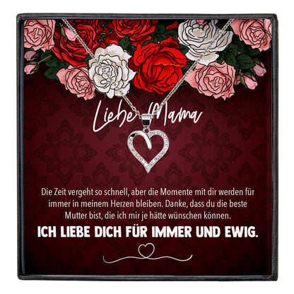 22Feels® Mama Geschenk Muttertag Geburtstag Frauen Schmuck mit Karte Herz Halskette Echt Silber Weihnachten Idee von Tochter oder Sohn-Schmuck mit Botschaftskarte - Herz21-22Feels