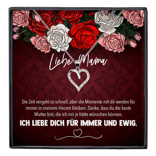 22Feels® Mama Geschenk Muttertag Geburtstag Frauen Schmuck mit Karte Herz Halskette Echt Silber Weihnachten Idee von Tochter oder Sohn-Schmuck mit Botschaftskarte - Herz21-22Feels