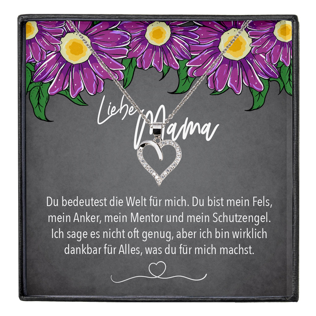 22Feels® Mama Geschenk Muttertag Geburtstag Frauen Schmuck mit Karte Herz Halskette Echt Silber Weihnachten Idee von Tochter oder Sohn-Schmuck mit Botschaftskarte - Herz21-22Feels