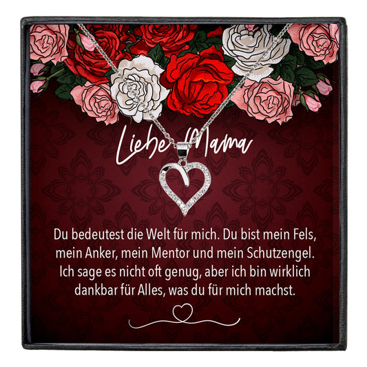 22Feels® Mama Geschenk Muttertag Geburtstag Frauen Schmuck mit Karte Herz Halskette Echt Silber Weihnachten Idee von Tochter oder Sohn-Schmuck mit Botschaftskarte - Herz21-22Feels