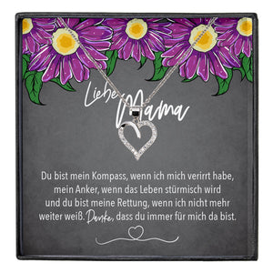 22Feels® Mama Geschenk Muttertag Geburtstag Frauen Schmuck mit Karte Herz Halskette Echt Silber Weihnachten Idee von Tochter oder Sohn-Schmuck mit Botschaftskarte - Herz21-22Feels
