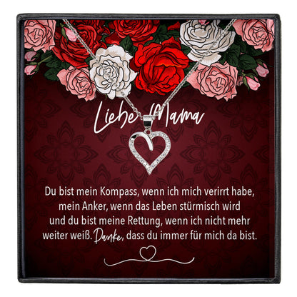 22Feels® Mama Geschenk Muttertag Geburtstag Frauen Schmuck mit Karte Herz Halskette Echt Silber Weihnachten Idee von Tochter oder Sohn-Schmuck mit Botschaftskarte - Herz21-22Feels