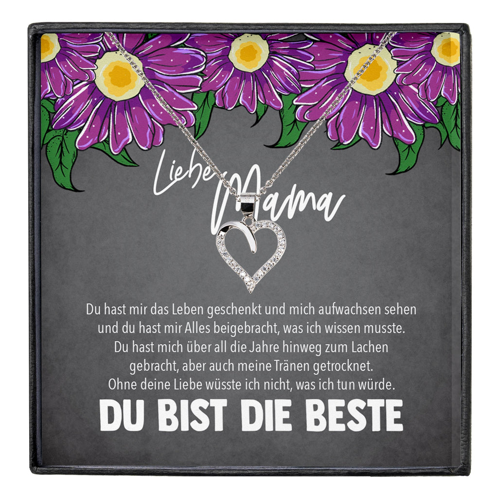 22Feels® Mama Geschenk Muttertag Geburtstag Frauen Schmuck mit Karte Herz Halskette Echt Silber Weihnachten Idee von Tochter oder Sohn-Schmuck mit Botschaftskarte - Herz21-22Feels