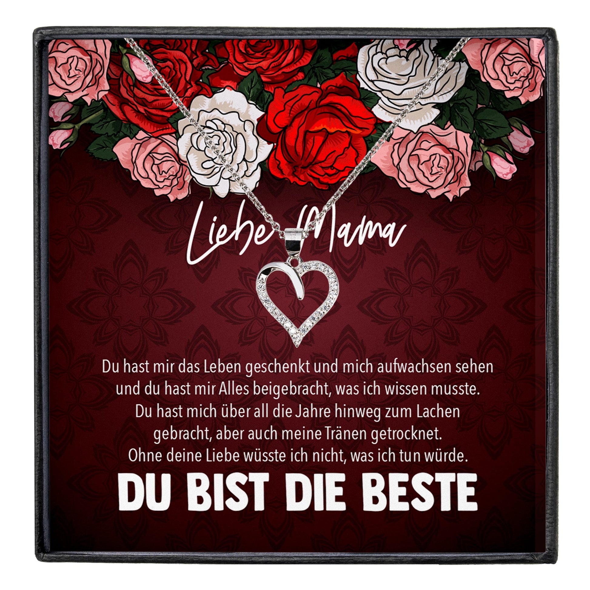 22Feels® Mama Geschenk Muttertag Geburtstag Frauen Schmuck mit Karte Herz Halskette Echt Silber Weihnachten Idee von Tochter oder Sohn-Schmuck mit Botschaftskarte - Herz21-22Feels