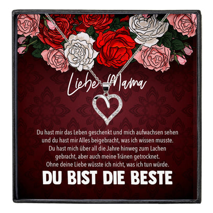22Feels® Mama Geschenk Muttertag Geburtstag Frauen Schmuck mit Karte Herz Halskette Echt Silber Weihnachten Idee von Tochter oder Sohn-Schmuck mit Botschaftskarte - Herz21-22Feels
