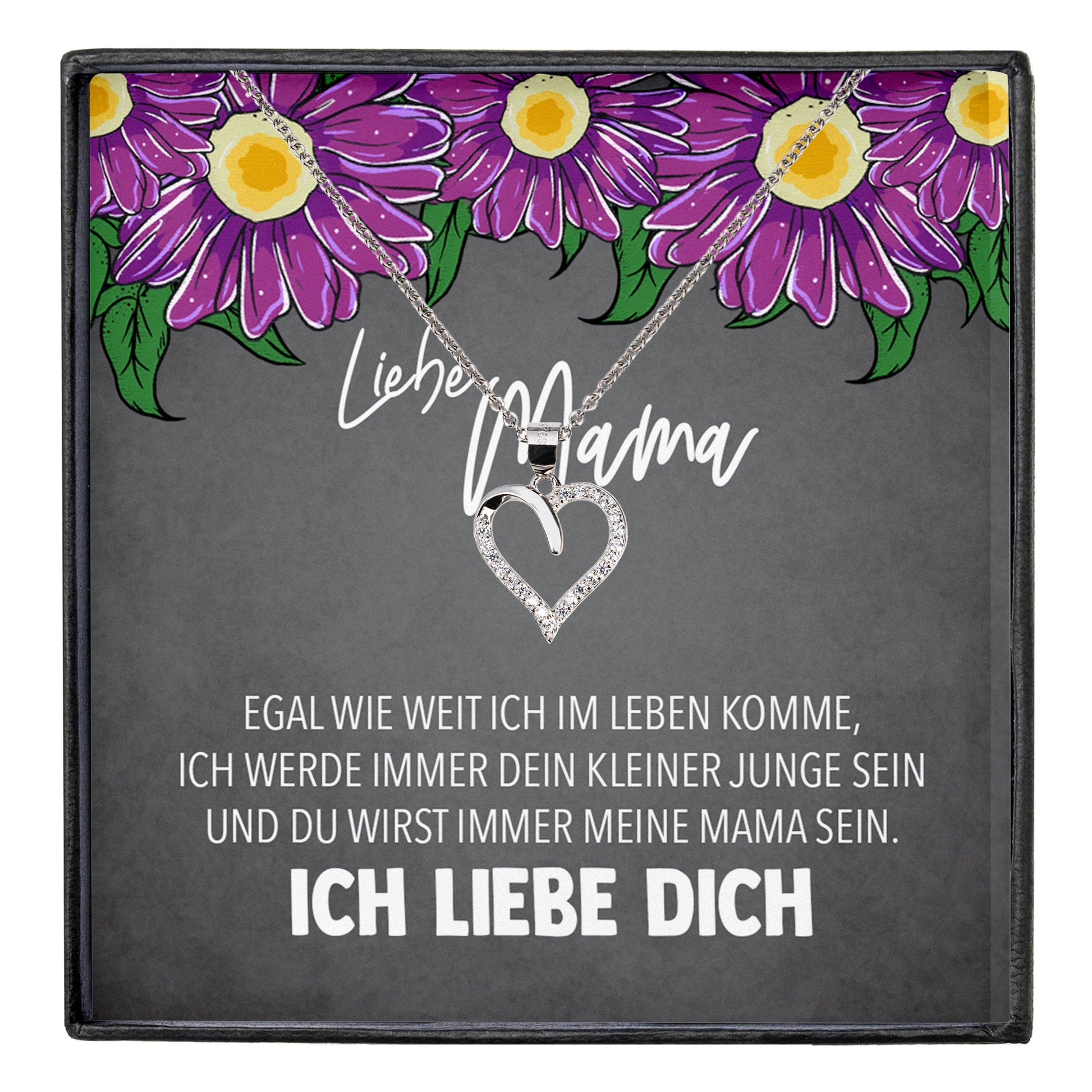 22Feels® Mama Geschenk von Sohn Muttertag Geburtstag Frauen Schmuck mit Karte Echt Silber Herz Halskette Weihnachten Idee Mutter Sohn-Schmuck mit Botschaftskarte - Herz21-22Feels