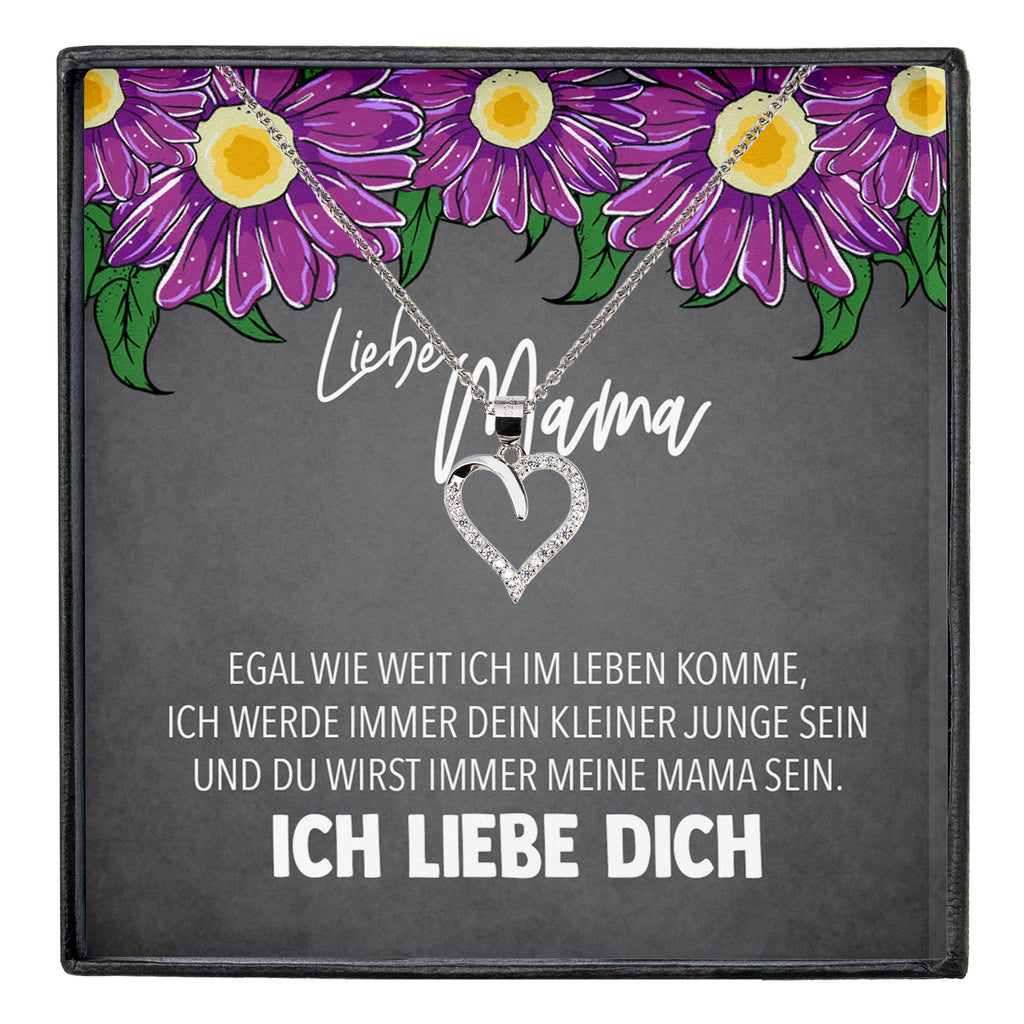 22Feels® Mama Geschenk von Sohn Muttertag Geburtstag Frauen Schmuck mit Karte Echt Silber Herz Halskette Weihnachten Idee Mutter Sohn-Schmuck mit Botschaftskarte - Herz21-22Feels